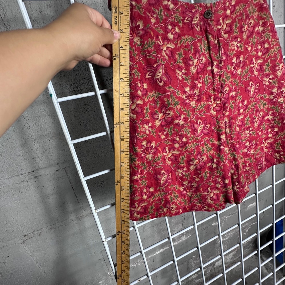 Vintage‎ Ralph Lauren Red Floral Linen Shorts High Rise Paisley Print Size 8 - Picture 4 of 9